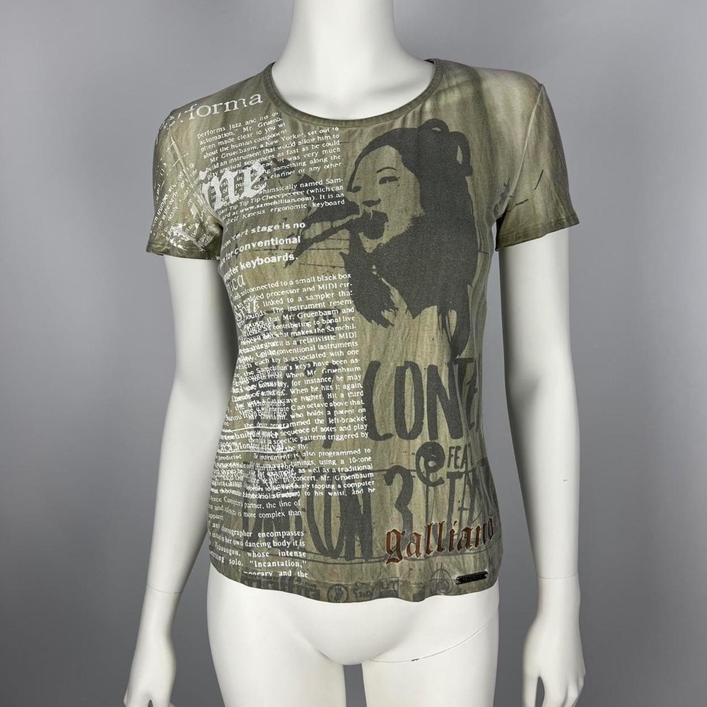 Galliano Women's Khaki T-shirt, XS